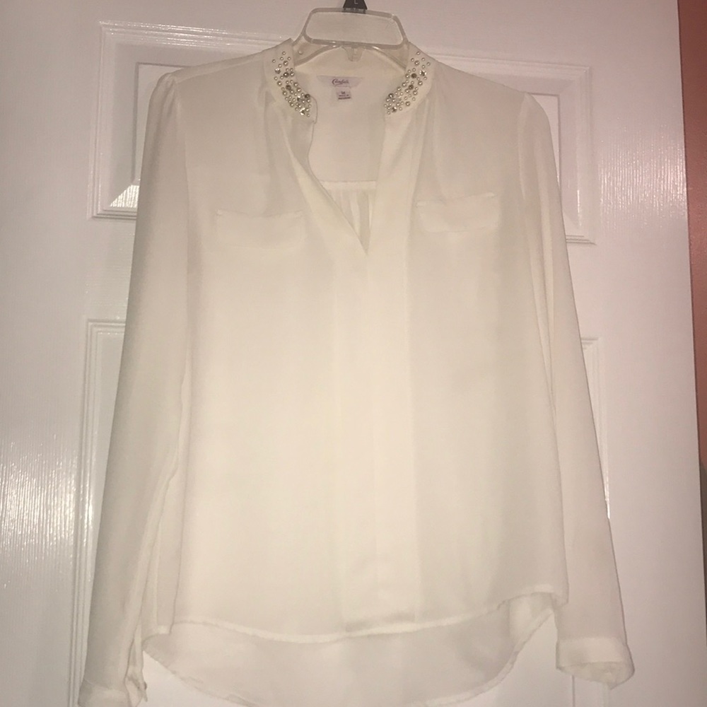 sheer, white Candie’s blouse